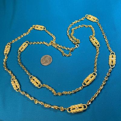 TWO-STRAND CHUNKY BRIGHT GOLDTONE CHAIN NECKLACE WITH RHINESTONE ACCENTS