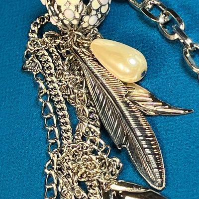 FUN 10" LONG MULTI-COMPONENT PENDANT ON CHAIN NECKLACE