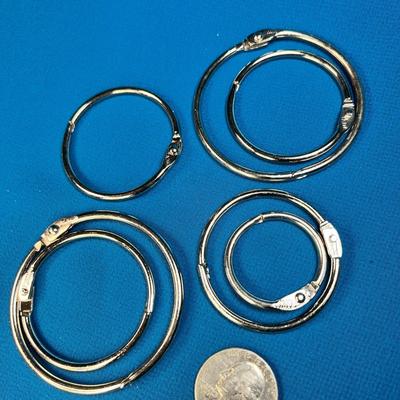 GROUP OF 7 STURDY KEY RINGS: 3 SIZES, CLIP TYPE 