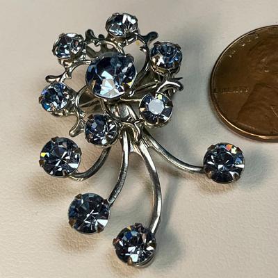 PALE BLUE RHINESTONE PIN