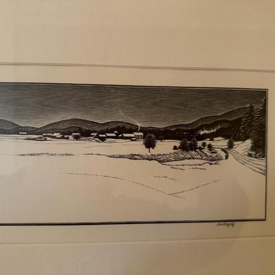 Asa Cheffetz, Midwinter, 1949, wood engraving, framed, signed, edition 250