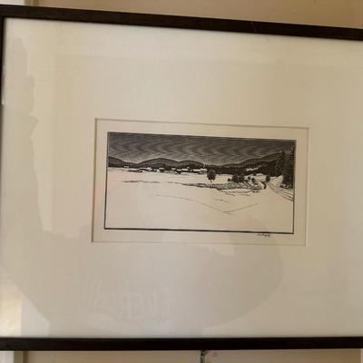 Asa Cheffetz, Midwinter, 1949, wood engraving, framed, signed, edition 250