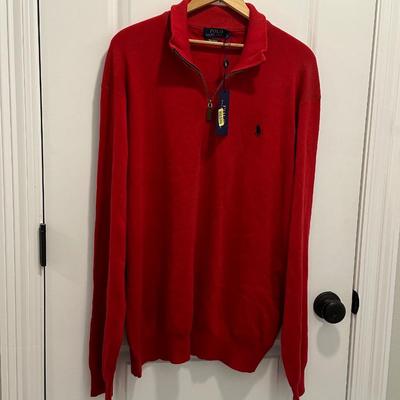 POLO ~ RALPH LAUREN ~ XXL ~ Red Pullover Zipper Sweater ~ NWT