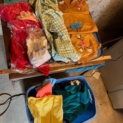 Tub of vintage clothing