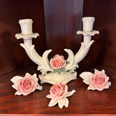 Antique Karl Ens Volkstedt Dresden Porcelain Rose Set