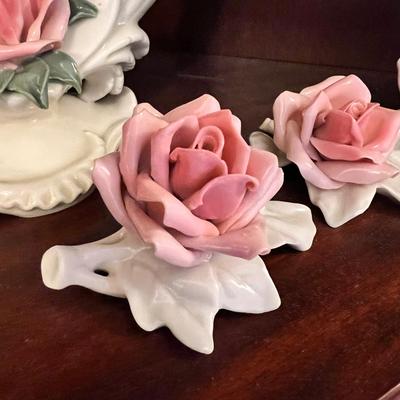 Antique Karl Ens Volkstedt Dresden Porcelain Rose Set