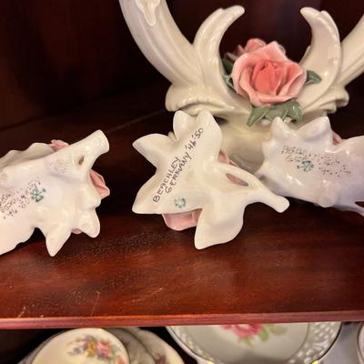 Antique Karl Ens Volkstedt Dresden Porcelain Rose Set