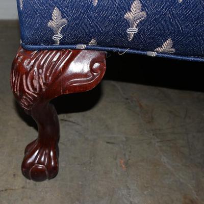 Custom Upholstered Wing Back Chair with Ball & Claw Feet