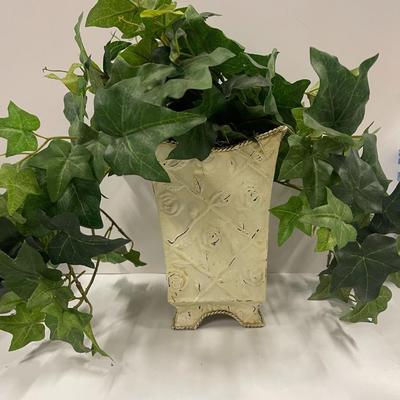 Artificial Fern in Rustic Style Metal Planter