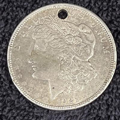 1921 Morgan Silver Dollar, With Hole