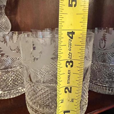 Antique Edinburgh Thistle Cut Crystal Glassware 13 Piece Set