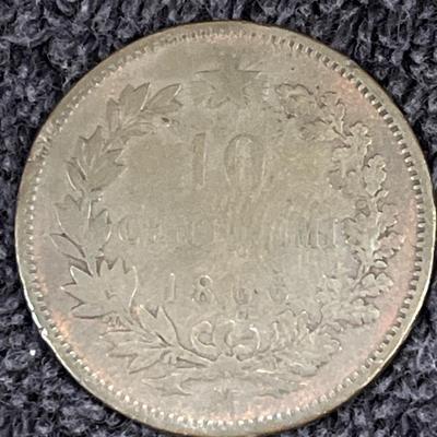 1866 10 Centesimi Italian Coin