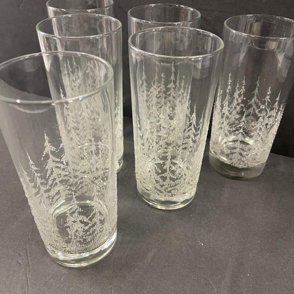 Set of 6 Libby Frosty Pines Tumblers | EstateSales.org