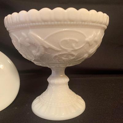Portieux Dragon-pattern Milk Glass Candy Dish (B2-KW)