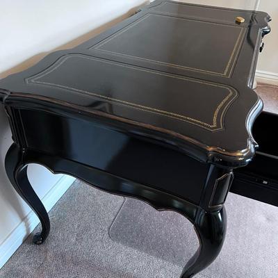 Hooker Furniture Black Lacquer and Leather Top Desk