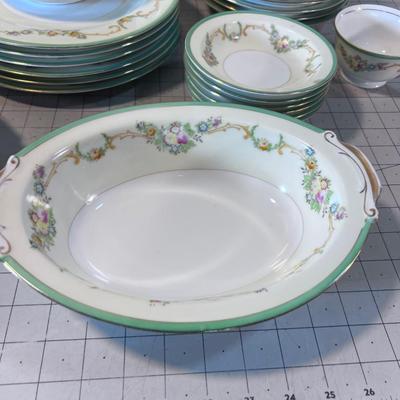 CHINA - Japan Green with Flower HAND PAINTED NIPPON 