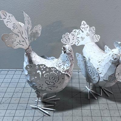 Metal and Resin Chickens 