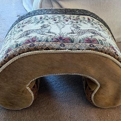 Ottoman or Hassock with Cheetah Fabric