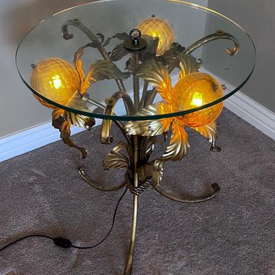 Gold Lamp Table HOLLYWOOD Regency Style Circa 1970's 
