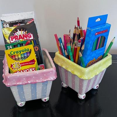 2 Planters of Colored Pencils 