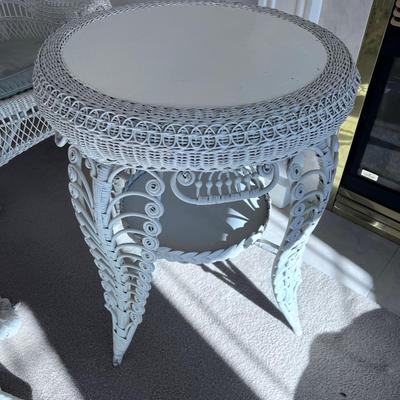 Matching White Wicker Round Table 