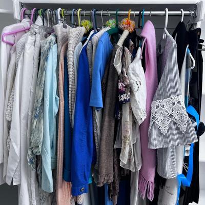 Clothing LOT: Dresses, Scarves, Sweaters, 