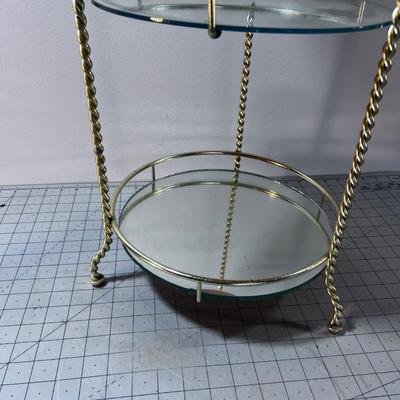 3 Tiered Gold twisted Metal with Mirrored Shelf 