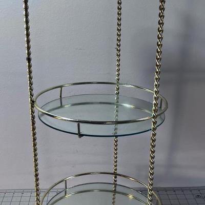 3 Tiered Gold twisted Metal with Mirrored Shelf 