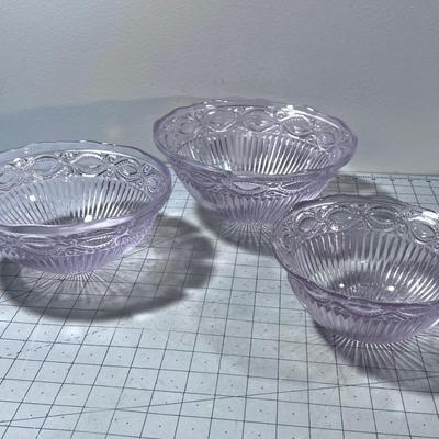 Glass Pink Bowl Set 