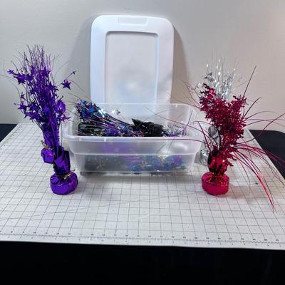 Party Sparkle Centerpieces or Balloon Holders (11) plus tub