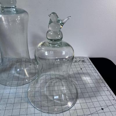 4 Glass Bell Domes 