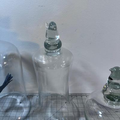 4 Glass Bell Domes 
