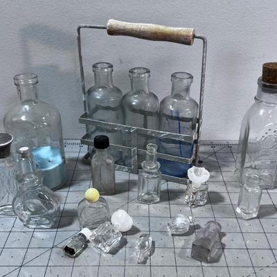 Collection / Lot of Tiny and Miniature Clear Bottles 