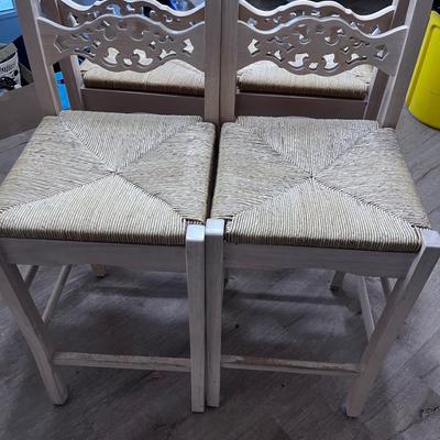 4 White Washed Oak Stool with Rush Seat