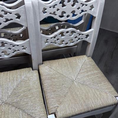 4 White Washed Oak Stool with Rush Seat