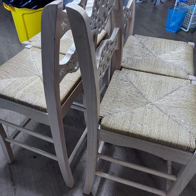 4 White Washed Oak Stool with Rush Seat
