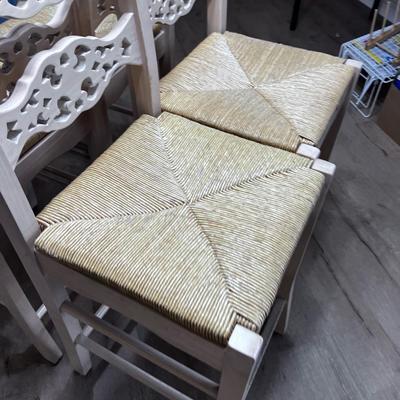 4 White Washed Oak Stool with Rush Seat
