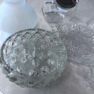 Clear Glass Lot: Candy Jars, Vases, Lantern Glass 