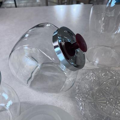 Clear Glass Lot: Candy Jars, Vases, Lantern Glass 