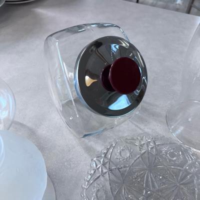 Clear Glass Lot: Candy Jars, Vases, Lantern Glass 