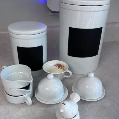White Ceramic ITEMS: Canisters and such