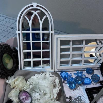 Tray of little Decorative Things; Frames and Hooks, Plus Pink Tray included