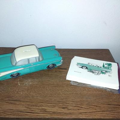 '57 CHEVY CERAMIC COIN BANK & 18 BLANK CARDS W/ENVELOPES