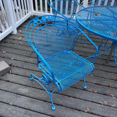 Darker Blue Table and Chairs with Umbrella