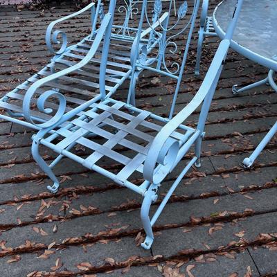 Light Blue Set, 5 Chairs, Table and Chaise Lounge