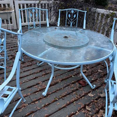 Light Blue Set, 5 Chairs, Table and Chaise Lounge