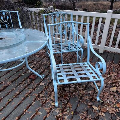 Light Blue Set, 5 Chairs, Table and Chaise Lounge