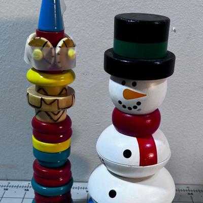 Wood Stacking toys: Tower and Snowman