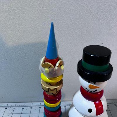 Wood Stacking toys: Tower and Snowman