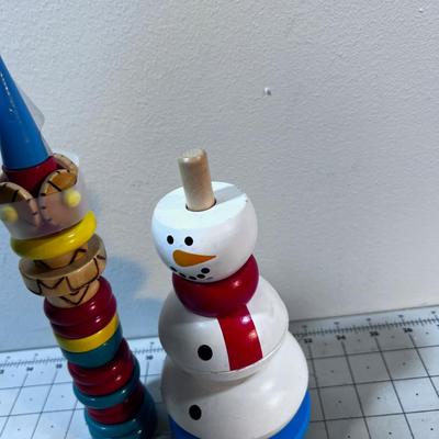 Wood Stacking toys: Tower and Snowman